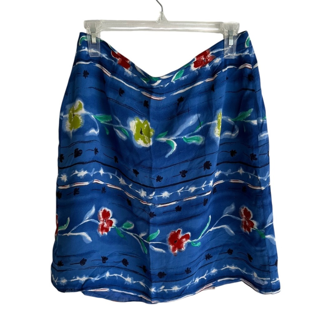 VINTAGE‎ HAROLDS Blue Tropical Floral Made in the USA 90's Ladies Wrap Skirt, 12 - Picture 2 of 6